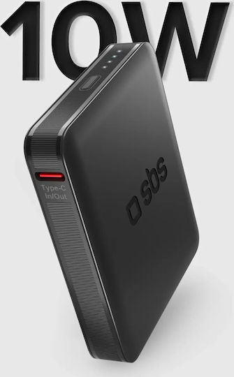 SBS NanoTube Power Bank 5000mAh 10W με Θύρα USB-C Power Delivery Μαύρο