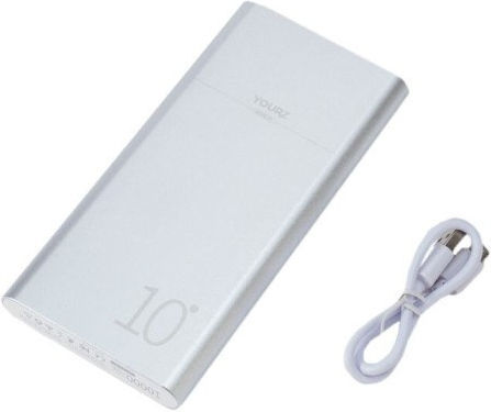 YOURZ R7 Power Bank 10000mAh με 2 Θύρες USB-A Ασημί