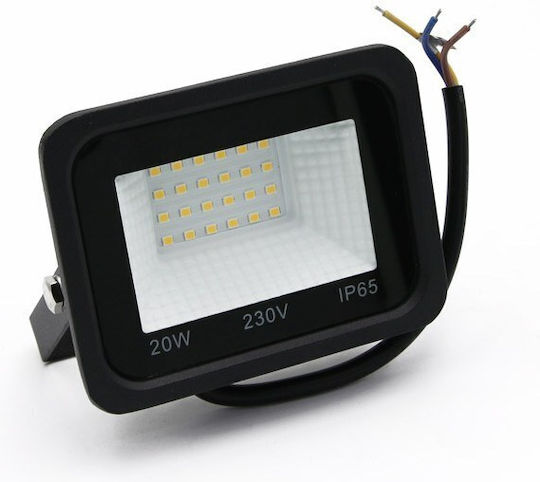 Adeleq Στεγανός Προβολέας LED 20W Θερμό Λευκό 3000K IP65