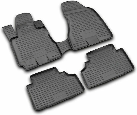 Novline Set of Front and Rear Mats 4pcs Tray Type for Nissan Navara 2010+ Black