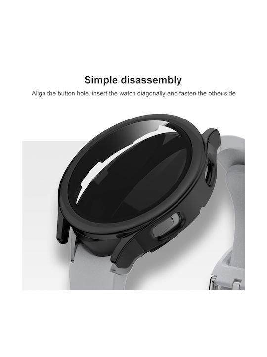 Plastic Case with Glass in Black color for Galaxy Watch 4 44mm