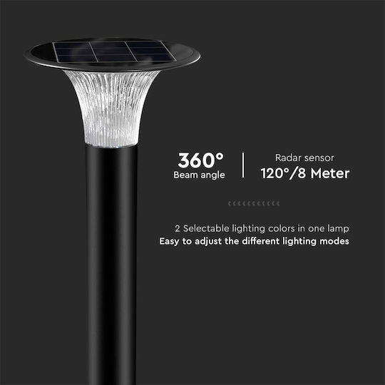 V-TAC Ηλιακό Φωτιστικό Δαπέδου Κολωνάκι 15W 2200lm Φυσικό Λευκό 4000K με Αισθητήρα Κίνησης IP65