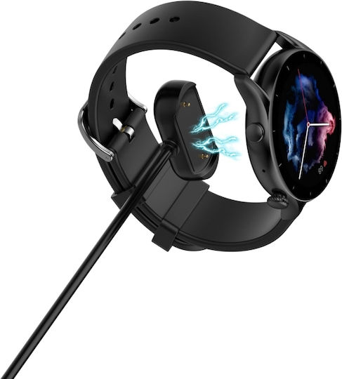 Кабел за зареждане USB Зарядно за Amazfit T-Rex 2 Черен