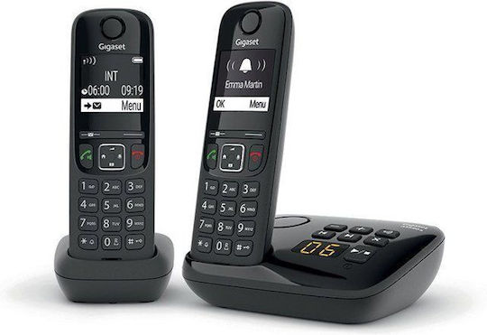 Gigaset AS690A Ασύρματο Τηλέφωνο Duo Μαύρο