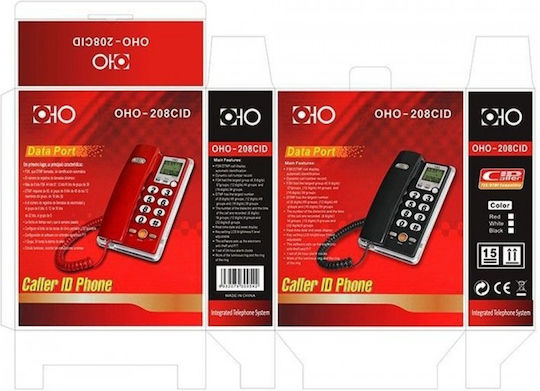 Oho 208 Кабелен телефон Офис за възрастни Червен 50252321020829
