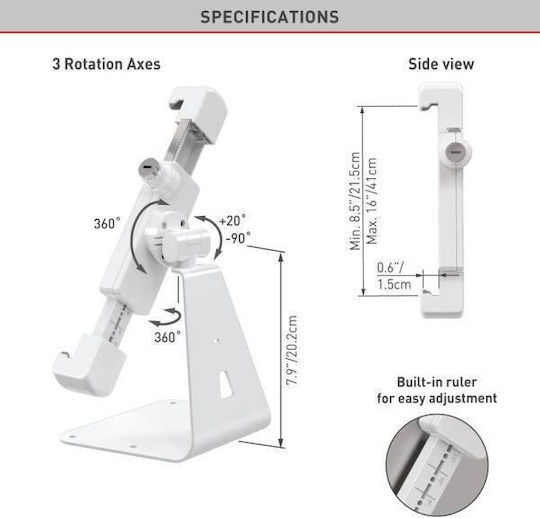 Barkan Tablet Stand Wall White