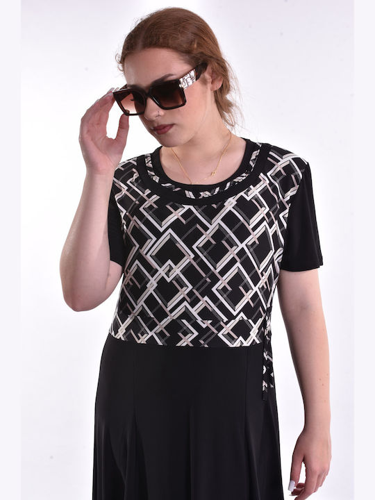 Sommer Midi Damenkleid Schwarz