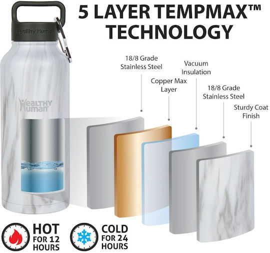 Healthy Human Μπουκάλι Θερμός Ανοξείδωτο / Πλαστικό BPA Free 621ml Stein Bottle Stone White Healthy Human