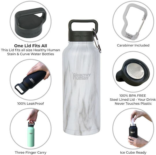 Healthy Human Μπουκάλι Θερμός Ανοξείδωτο / Πλαστικό BPA Free 621ml Stein Bottle Stone White Healthy Human