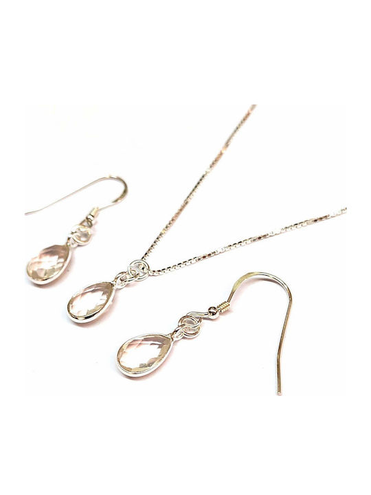 Amalfi Accessories Set with Necklace & Earrings from Silver with Stones