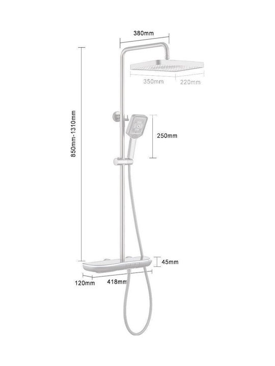 Dream House Adjustable Shower Column with Mixer White