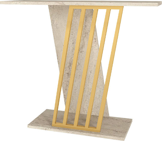 Gravity Конзолна маса от Дърво & Метал Travertine - Gold Д90xШ29.6xВ76.8cm