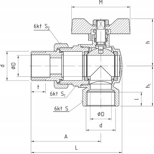 Perfexim Pha-010 Valvă Sferică Cu Filet Cat Pn30 1/2 Mâner Roșu