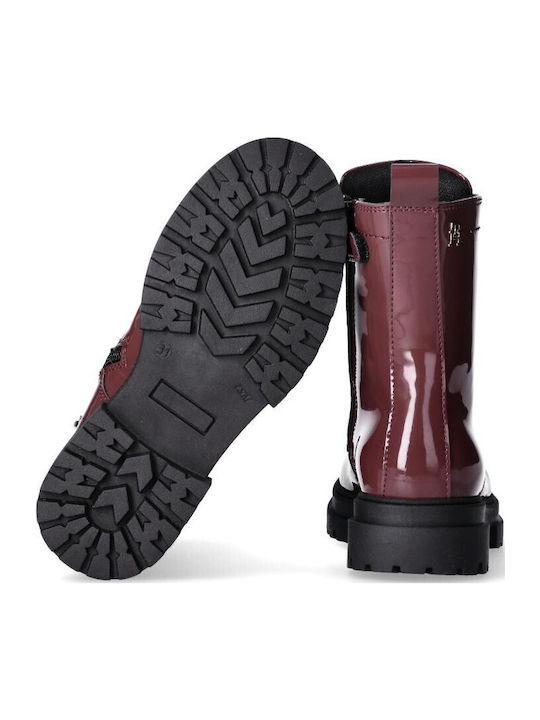 Kinderstiefel aus Lackleder mit Reißverschluss Burgundisch