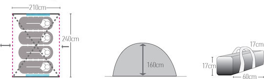 Hupa Palace 4P Лятна Къмпинг палатка Igloo Каки за 4 Човека 240x210x160см.
