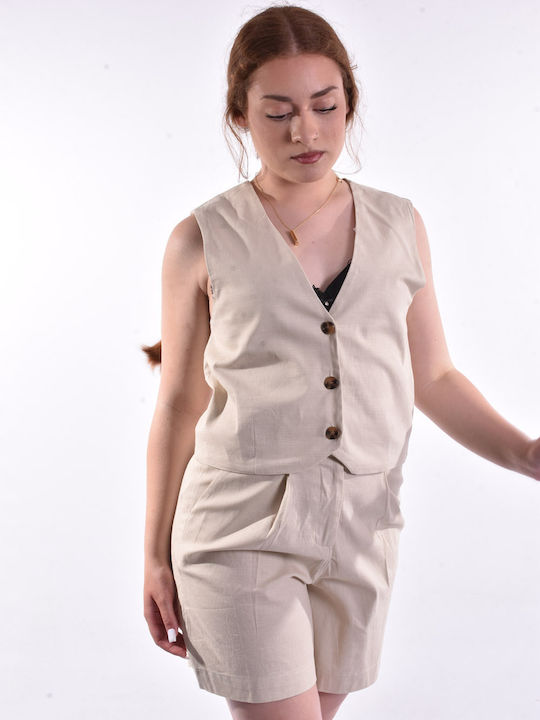 Women's Set with Bermuda Shorts Beige