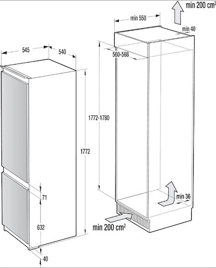 Gorenje Fridge-Freezer 246lt NoFrost H177.2xW54xD54cm White NRKI418EP1