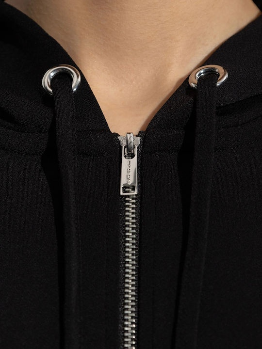 Cropped Women's Sweatshirt Jacket Hooded Black