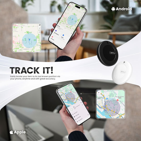 MiLi MiTag HD-P16 Apple Find My & Google Find Hub Черен