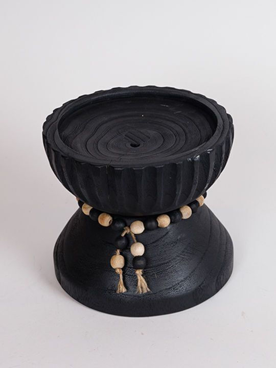 Candle Holder Wooden in Black Color 17x15x17cm 1pcs