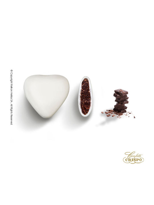 Confetti Crispo Κουφέτα Choco Heart σε Σχήμα Καρδιές με Γεύση Σοκολάτα Υγείας Λευκό 1000gr
