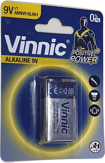 Vinnic Alkaline Batteries 9V Positive Power 9V AM9VFVINNICPP