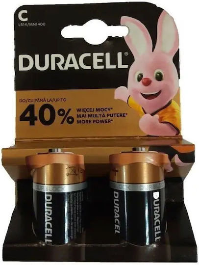 Duracell Extra Life Αλκαλικές Μπαταρίες C 1.5V 2τμχ