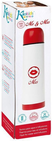 Kiokids Mrs Μπουκάλι Θερμός Ανοξείδωτο 500ml Λευκό με Καπάκι-Κύπελλο