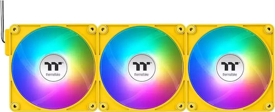 Thermaltake CT120 EX Umkehrklinge Gehäuselüfter (2000rpm / 65,82cfm) mit ARGB Beleuchtung und Verbindung 3-polig / 4-Pin PWM 3 Stück Bumblebee