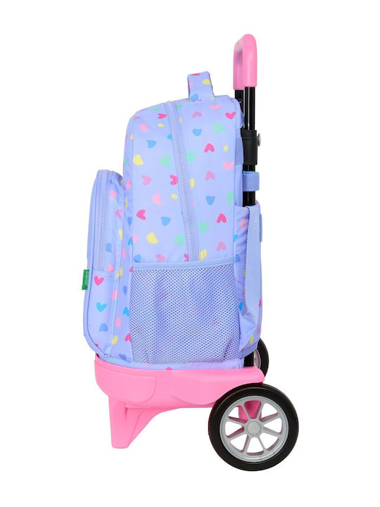 Benetton School Bag Trolley Elementary, Elementary Lilac with Water Bottle Holder