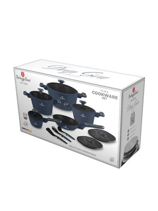 Berlinger Haus Cookware Set Made of Aluminum Matt Blue with Non-Stick Coating 6 Pieces
