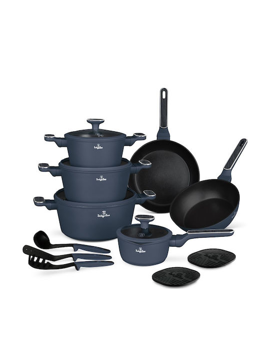 Berlinger Haus Cookware Set Made of Aluminum Matt Blue with Non-Stick Coating 6 Pieces