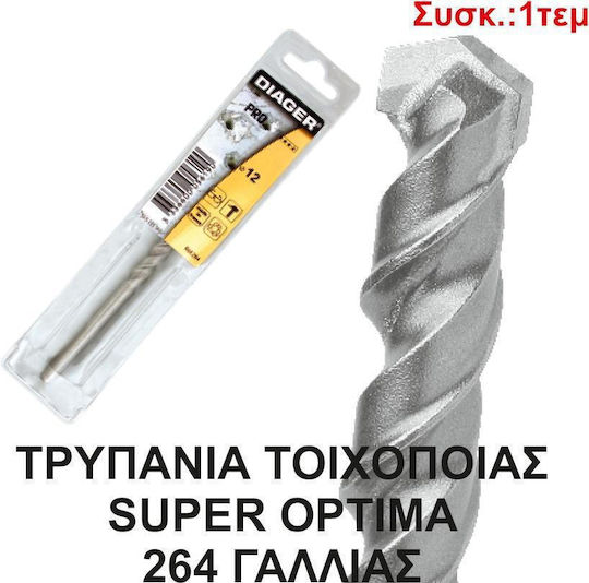 Diager Diamond Drill Carbide with Cylindrical Shank for Masonry, Glass and Tiles 12mm