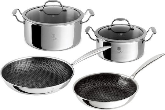 Berlinger Haus Berlinger Haus Cookware Set in Silver Stainless Steel with Non-stick Interior Coating 4 Pieces