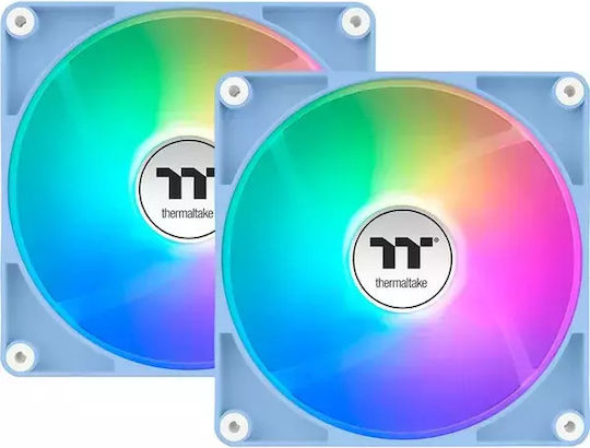 Thermaltake CT120 Case Fans (2000rpm / 57.05cfm) with ARGB Lighting and 4-Pin PWM Connection 2pcs Hydrangea Blue
