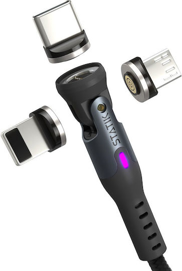 Statik Magnetisch / Geflochten USB zu Typ-C,TC-TC / Micro-USB / Blitzschlag Kabel Schwarz 2m (PUP-0520-6FT)