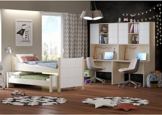 Kids Wooden Shelf Cosy White 118x30x120cm