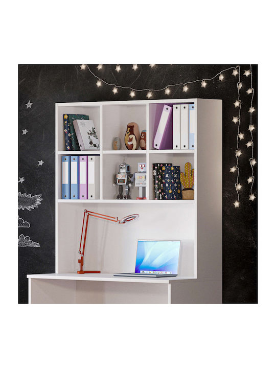 Kids Wooden Shelf Loft White 118x30x120cm