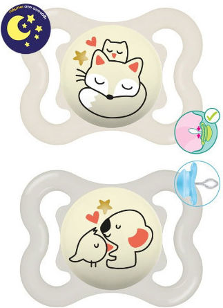 Mam Orthodontic Pacifiers Silicone Night Fox - Koala - Beige - Gray for 2-6 months 2pcs