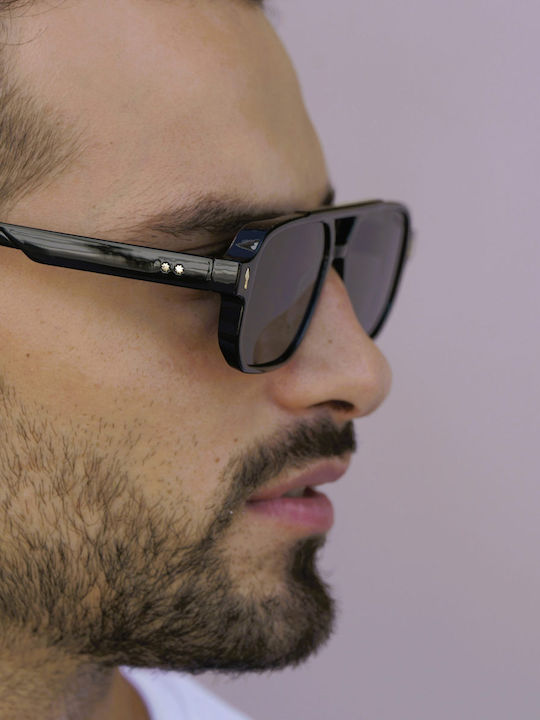 Ghetto Herren Sonnenbrille mit Schwarz Kunststoff Gestell und Schwarz Linse K39756-01