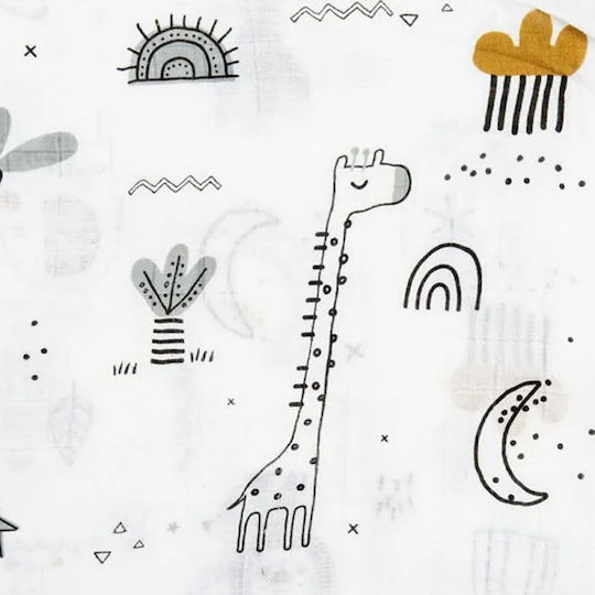 Bimbidreams Jungle Σελτεδάκι από Μουσελίνα Γκρι 120x120εκ.