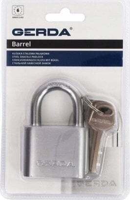 Gerda Steel Padlock Brass with Key 40mm Silver 1pcs