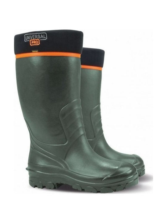 Demar Non-Slip Work Wellies Knee with Fur Khaki