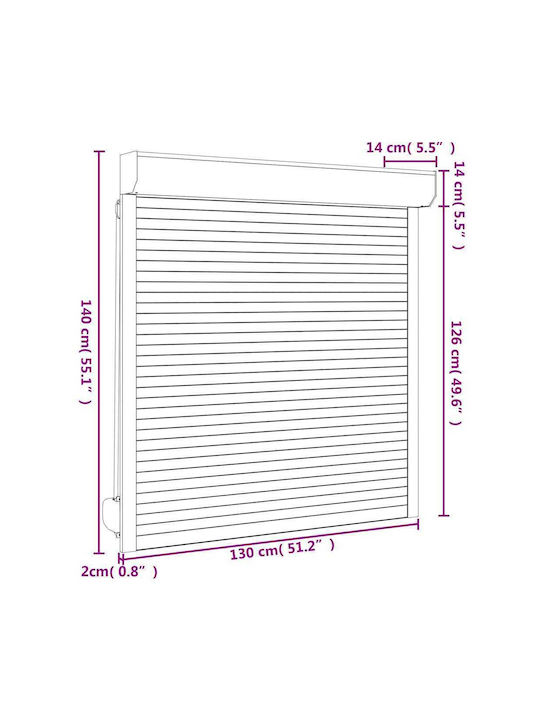 vidaXL Παντζούρι Ρολό Αλουμινίου Π130xΥ140cm