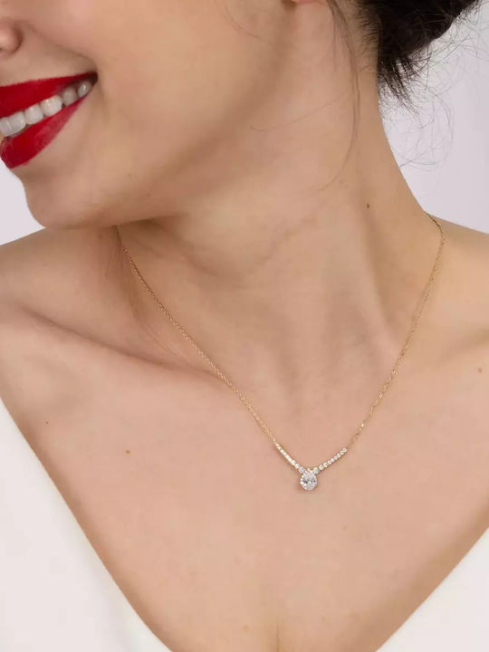 Set with Necklace , Earrings & Ring from Gold 9K with Stones