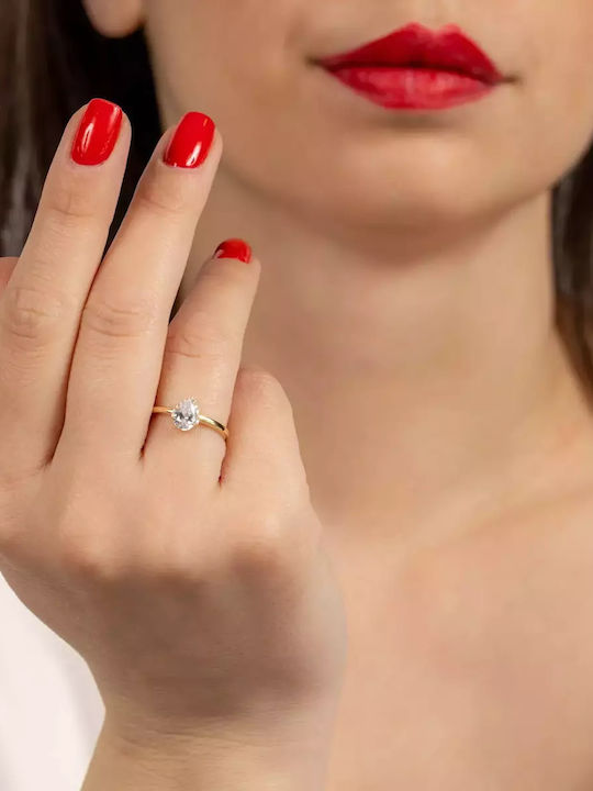 Set with Necklace , Earrings & Ring from Gold 9K with Stones
