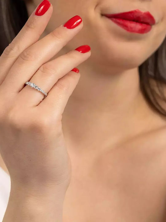 Set mit Halskette , Ohrringe & Ring aus Weißgold 9K mit Steinen