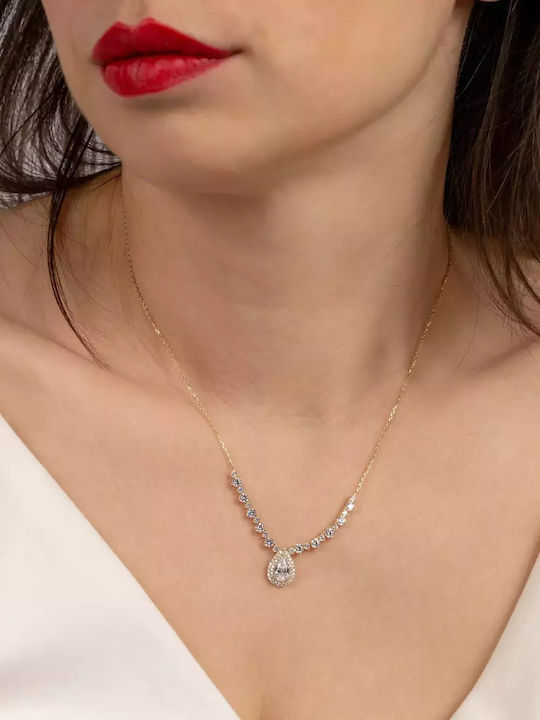 Set with Necklace , Earrings & Ring from Gold 14K with Stones