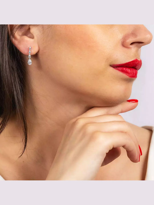 Set with Necklace , Earrings & Ring from White Gold 14K with Stones