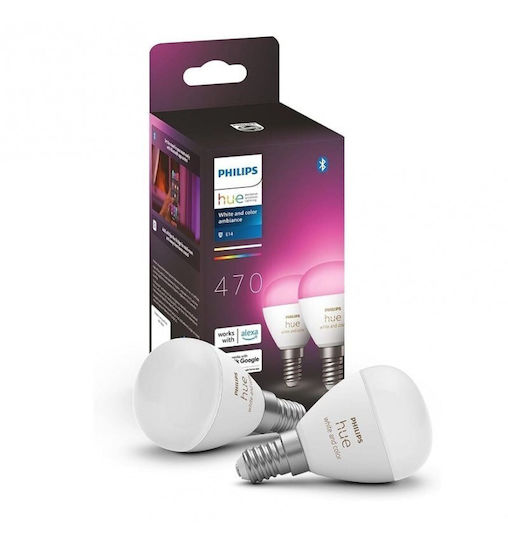 Philips Smart Lampen Huewca LED 5.1W für Fassung E14 RGBW 2Stück